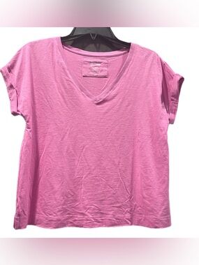 C&C California Pink Washed V-Neck Short Sleeve Jersey Cotton Tee Size Small